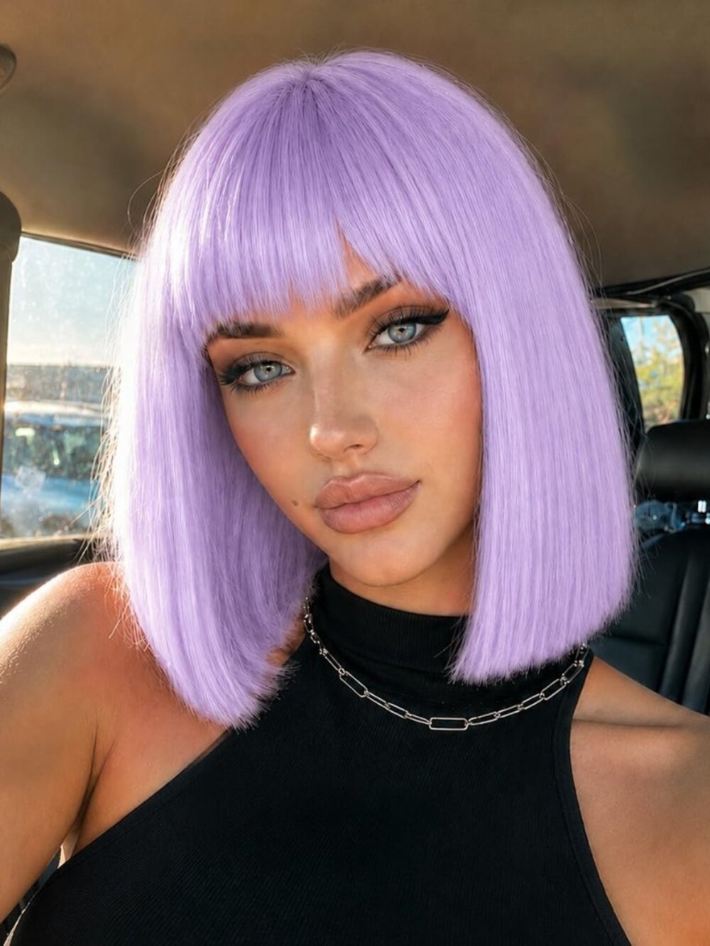 Light Purple Bob Wig with Bangs